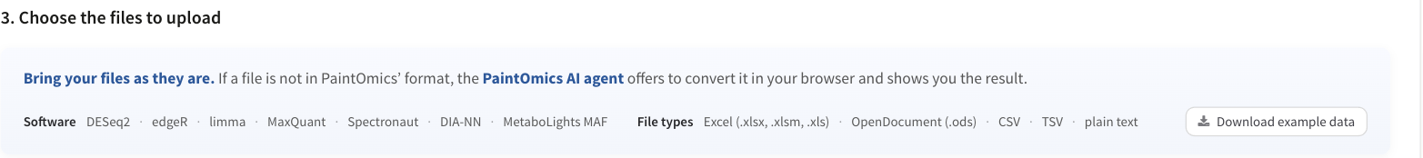 The accepted software and file types